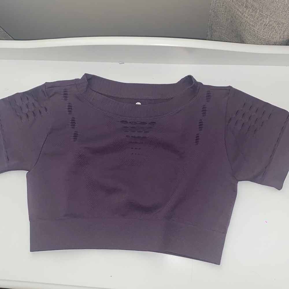 Deep Plum Cropped Workout Top